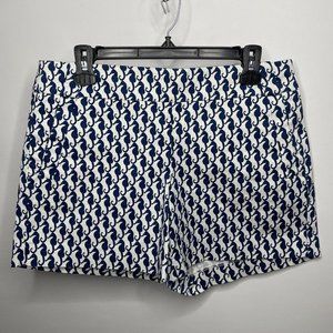 J Crew Navy Blue White Seahorse Stretch Chino Shorts